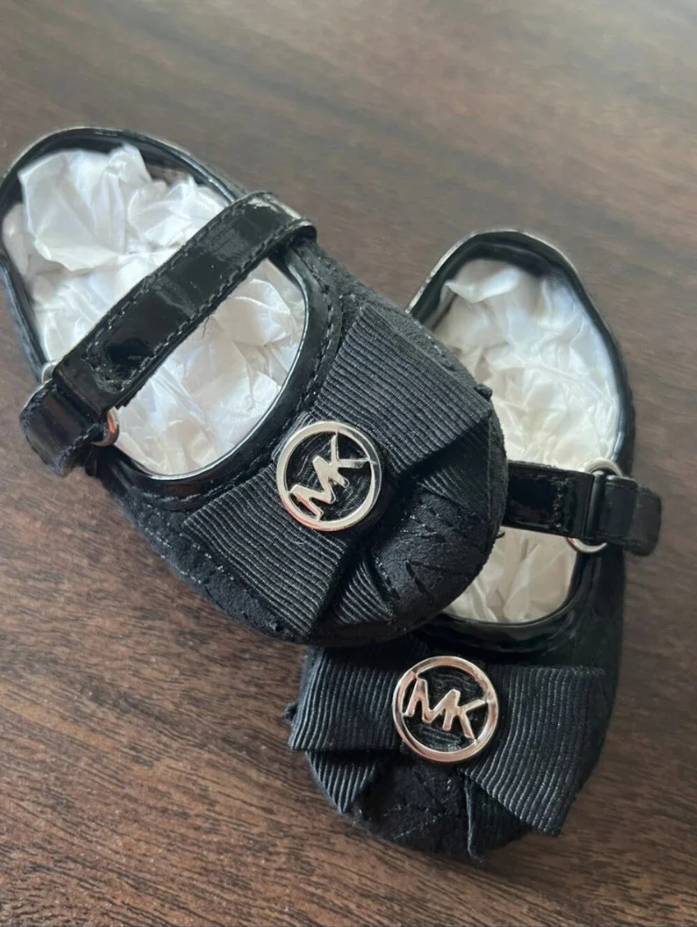 Michael Kors Black Baby Girl Bow Mary Jane Shoes